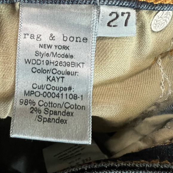 Rag & Bone Womens Ultra High Rise Ankle Skinny Jeans Blue Distressed Zipper 27 - Picture 8 of 10